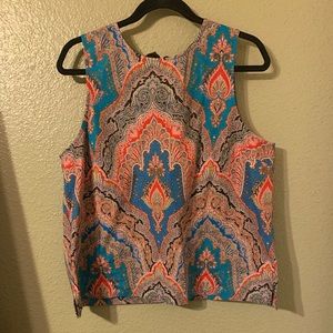 J-crew paisley sleeveless tie back shirt